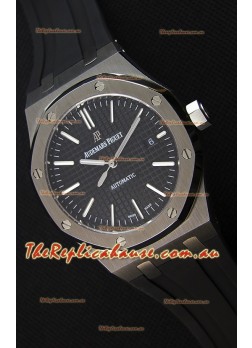 Audemars Piguet Royal Oak 41MM Black Dial Rubber Strap - 1:1 Mirror Ultimate Edition