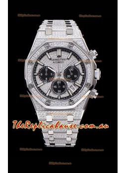 Audemars Piguet Royal Oak Chronograph 41MM Swiss Quartz Watch with Diamonds Embedded Casing in Steel Casing