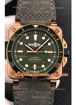 Bell & Ross BR03-92 Diver Rose Gold Green Dial Swiss Replica Watch 1:1 Mirror Replica