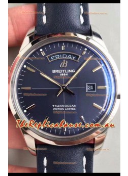 Breitling Transocean Day & Date Swiss Replica Watch in Aurora Blue Dial 1:1 Mirror Edition