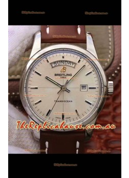 Breitling Transocean Day & Date Swiss Replica Watch in White Dial 1:1 Mirror Edition