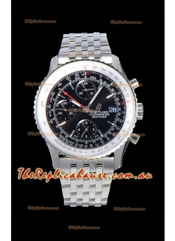 Breitling Navitimer 1 Chronograph 41MM Swiss Watch Black Dial in 904L Steel - Steel Strap