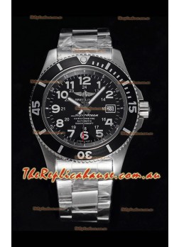 Breitling SuperOcean II 44mm 904L Steel Case 1:1 Mirror Replica Watch in Black Dial 