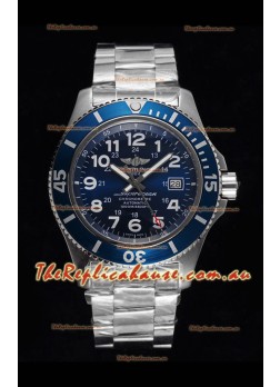 Breitling SuperOcean II 44mm 904L Steel Case 1:1 Mirror Replica Watch in Blue Dial 