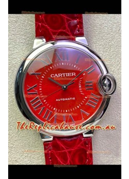 Ballon De Cartier Swiss Automatic 1:1 Mirror Quality 36MM in Stainless Steel Red Dial 