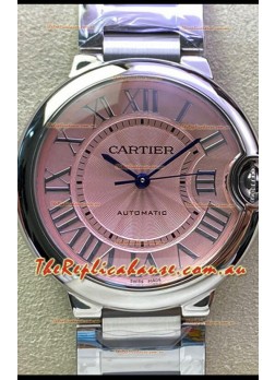 Ballon De Cartier Swiss Automatic 1:1 Mirror Quality 36MM in Stainless Steel Pink Dial