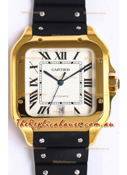 Santos De Cartier Yellow Gold Casing 1:1 Mirror Swiss Replica Watch 40MM