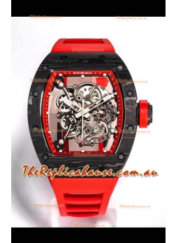 Richard Mille RM055 Black Carbon Casing 1:1 Mirror Replica Watch in Red Strap