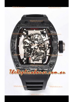 Richard Mille RM055 Black Carbon Casing 1:1 Mirror Replica Watch in Black Strap