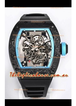 Richard Mille RM055 Black Carbon Casing 1:1 Mirror Replica Watch in Black Strap