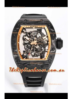 Richard Mille RM055 Black Carbon Casing 1:1 Mirror Replica Watch in Black Strap