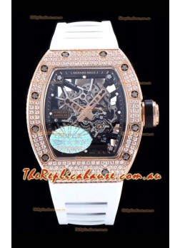 Richard Mille RM035 AMERICAS 18K Rose Gold Replica Watch in White Strap