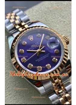 Rolex Datejust 28MM Swiss Replica in 904L Rose Gold Two Tone Case in Purple Dial - 1:1 Mirror Replica