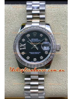 Rolex Datejust 28MM Swiss Replica in 904L Steel in Black Dial - 1:1 Mirror Replica
