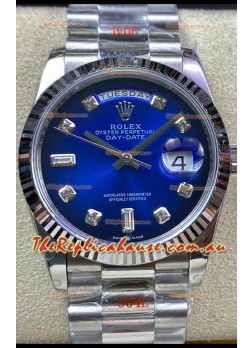 Rolex Day Date 36MM M128239-0023 904L Steel in Blue Dial 1:1 Mirror Replica