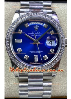 Rolex Day Date 36MM M128239-0023 904L Steel in Blue Dial 1:1 Mirror Replica