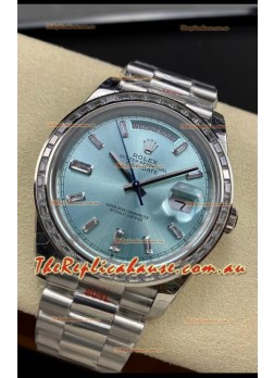 Rolex Day Date M228396TBR-0002 904L Steel 40MM - Ice Blue Dial 1:1 Mirror Replica