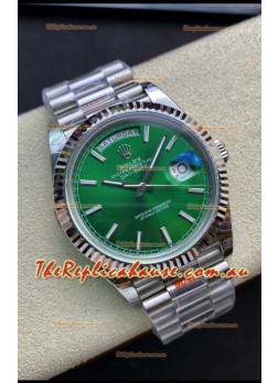 Rolex Day Date 904L Stainless Steel Watch 40MM - Green Dial 1:1 Mirror Quality