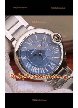 Ballon De Cartier Automatic 1:1 Swiss Mirror Watch in 904L Steel Casing Blue Dial - 42MM