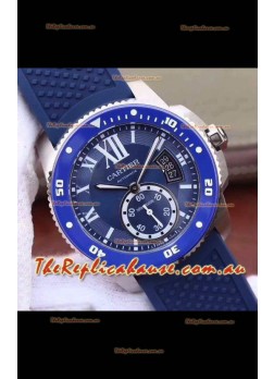 Calibre De Cartier Watch 42MM Blue Dial Steel Case - 1:1 Mirror Replica Watch