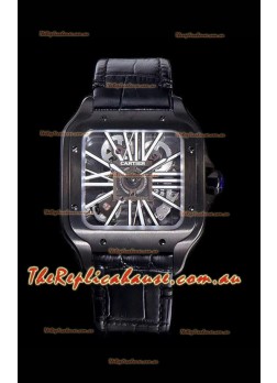 Cartier Santos DUMONT Skeleton Timepiece in Black DLC Coated Casing Swiss Movement Timepiece  