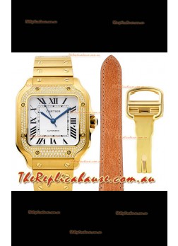 Cartier "Santos De Cartier" Mens XL 1:1 Mirror Replica Watch in Yellow Gold Casing