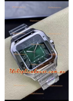 Cartier Santos De Cartier 904L Steel Green Dial 1:1 Mirror Replica - 40MM Stainless Steel Watch