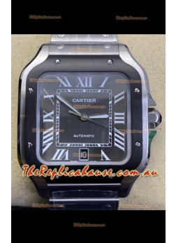 Cartier "Santos De Cartier" 904L Steel Grey Dial 1:1 Mirror Replica - 40MM Stainless Steel Watch