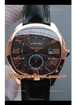 Drive De Cartier 1:1 Mirror Replica Watch in Rose Gold Plating - Brown Dial 