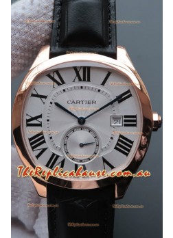Drive De Cartier 1:1 Mirror Replica Watch in Rose Gold Plating - White Dial 