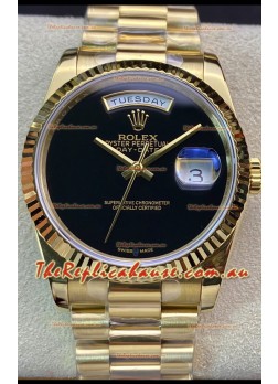 Rolex Day Date Presidential 18K Yellow Gold Watch 36MM - Black Dial 1:1 Mirror Quality