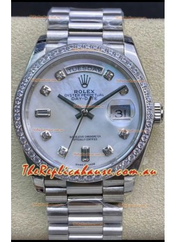 Rolex Day Date Presidential 904L Steel 36MM - White Pearl Dial 1:1 Mirror Quality Watch