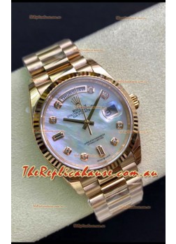 Rolex Day Date 36MM Rose Gold in White Mother of Pearl Dial 1:1 Mirror Replica Watch