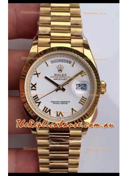 Rolex Day Date 36MM Yellow Gold M128238 in White Arabic Dial 1:1 Mirror Replica Watch