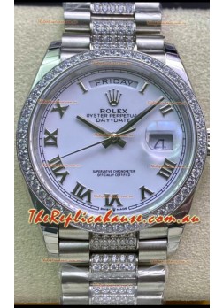 Rolex Day Date Presidential M128349RBR-0026 904L Steel 36MM - White Roman Dial 1:1 Mirror Quality