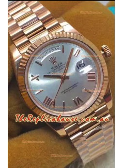 Rolex Day Date 40MM 228235 1:1 Rose Gold in Silver Dial 1:1 Mirror Replica Watch