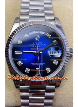Rolex Day Date Presidential 904L Steel 36MM - Blue Dial 1:1 Mirror Quality Watch