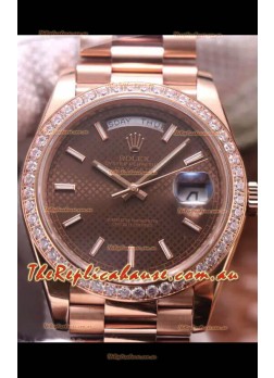 Rolex Day Date Presidential 904L Steel Rose Gold 40MM - Brown Dial 1:1 Mirror Quality Watch