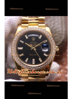 Rolex Day Date Presidential 904L Steel Yellow Gold 40MM - Black Dial 1:1 Mirror Quality Watch