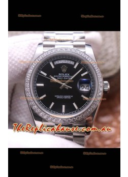 Rolex Day Date Presidential 904L Steel 40MM - Black Dial 1:1 Mirror Quality Watch