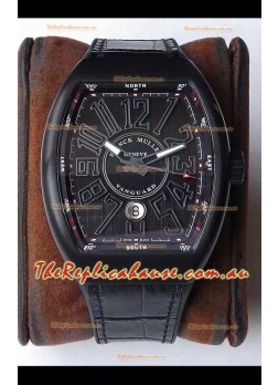 Franck Muller Vanguard DLC Coated Casing Black Indexes Swiss Watch