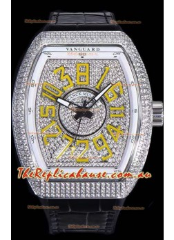 Franck Muller Vanguard Crazy Hours Edition Swiss Replica Watch - Yellow Numerals
