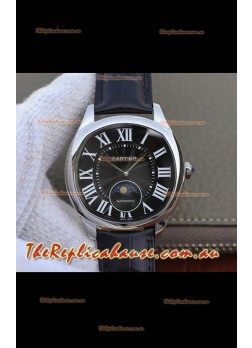Drive De Cartier Moonphase Edition 1:1 Mirror Replica Watch in Stainless Steel - Brown Dial 