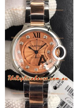 Ballon De Cartier Swiss Quartz 1:1 Mirror Quality 28MM in Two Tone Rose Gold Strap