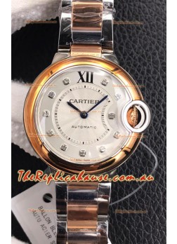 Ballon De Cartier Swiss Quartz 1:1 Mirror Quality 28MM in Two Tone Rose Gold Casing