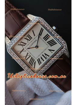 Cartier Santos Dumont 1:1 Swiss Replica Watch in Quartz Movement - Diamonds Bezel 