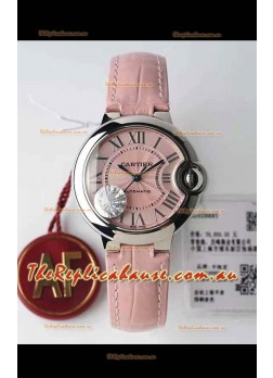 Ballon De Cartier Swiss Automatic 1:1 Mirror Quality 33MM in Pink Dial/Strap 