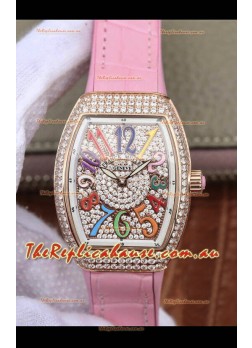 Franck Muller Vanguard Ladies 1:1 Mirror Swiss Replica Watch 32MM Wide Rose Gold Casing