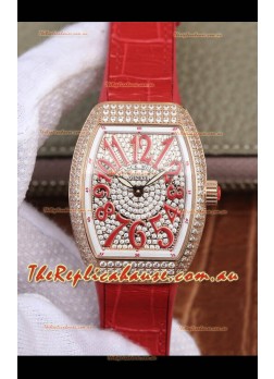 Franck Muller Vanguard Ladies 1:1 Mirror Swiss Replica Watch 32MM Wide Rose Gold Casing
