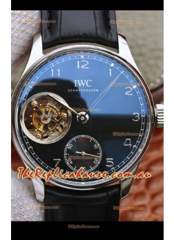 IWC Portuguese Genuine Swiss Tourbillon Movement Watch in Black Dial